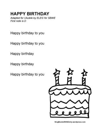 Happy Birthday Song, song sheet with ukulele chords by ELEG for