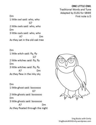 one little owl (SBWE for Halloween) song sheet with chords