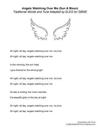 Angels Watching Over Me (Sun &amp; Moon) SBWE song sheet no chords